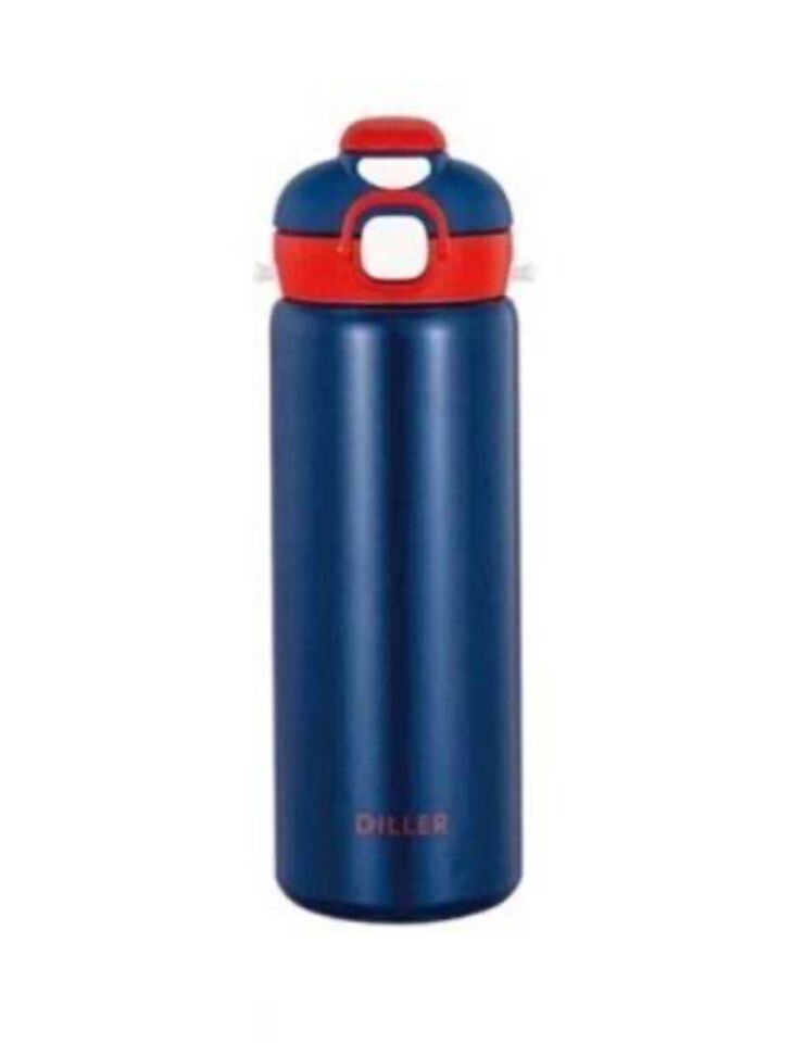 D9073- Pipetli/Pipetsiz Kullanım ÇELİK TERMOS MATARA 700ml Lacivert