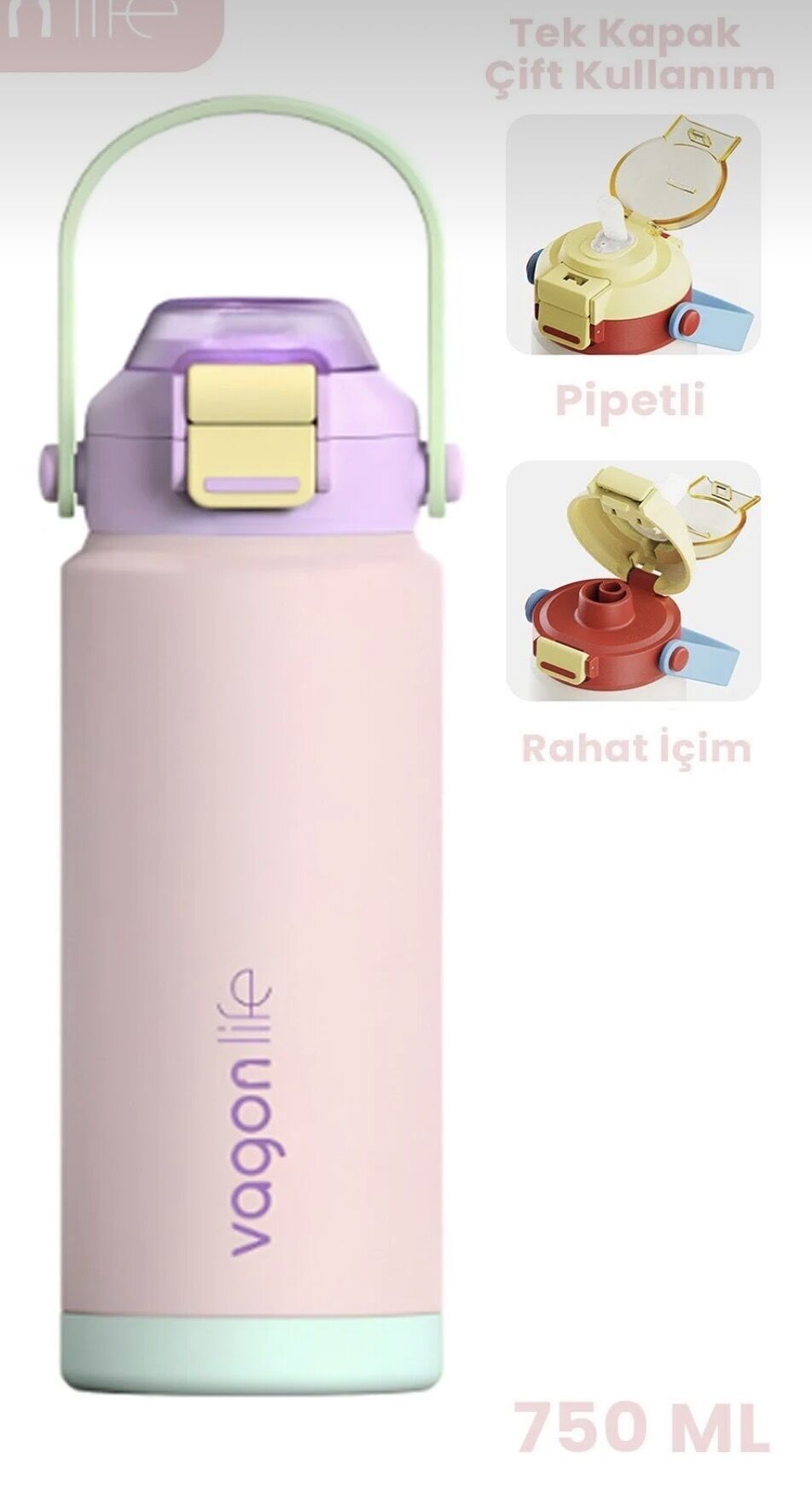 VGN-1108 750ML TEK KAPAK ÇİFT İÇİMLİ ÇELİK TERMOS