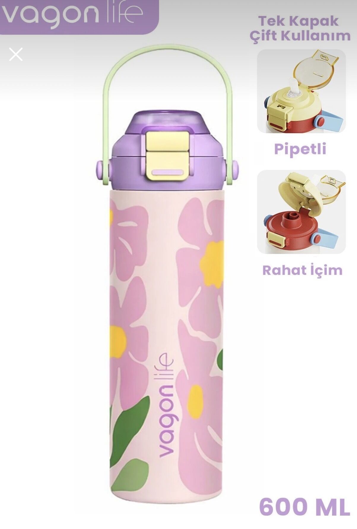 VGN-1111 600ML TEK KAPAK ÇİFT İÇİM ÇELİK  TERMOS