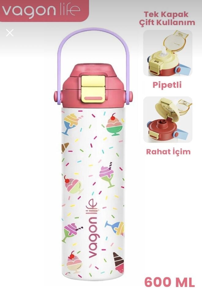 VGN-1111 600ML TEK KAPAK ÇİFT İÇİM  ÇELİK TERMOS