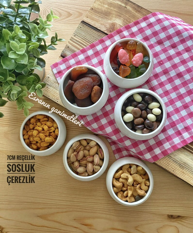 Bombeli Küçük Drajelik Reçellik Kase 6 Adet (0217)