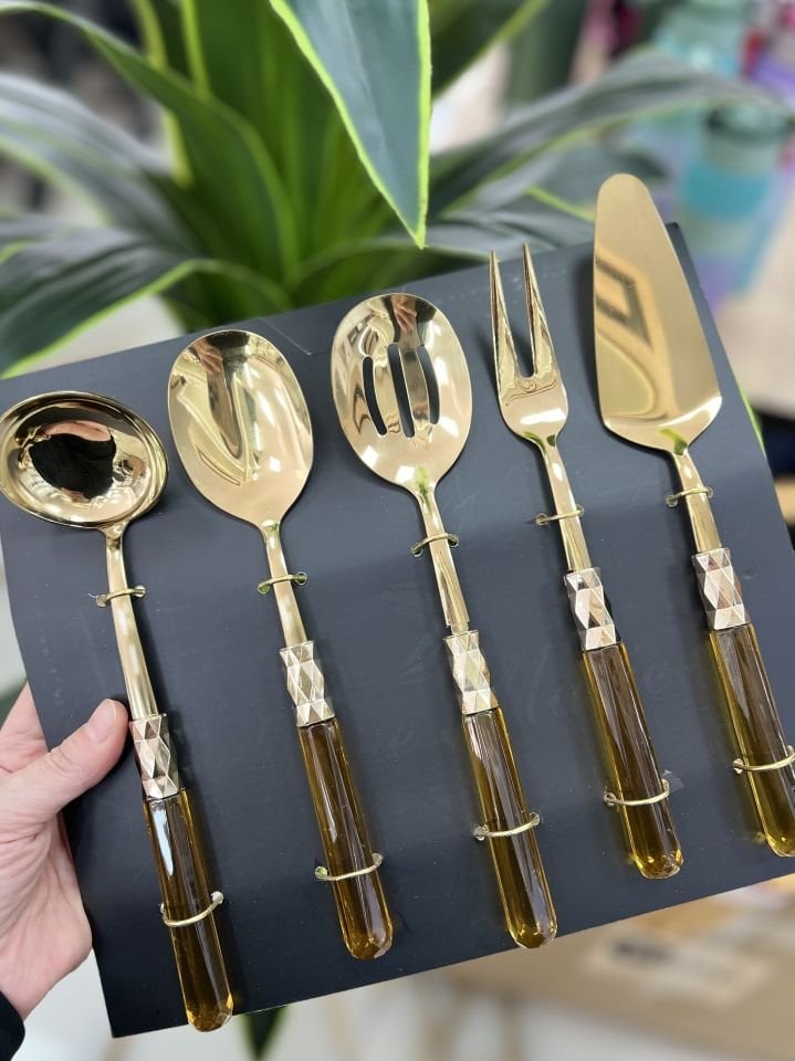 Diamond 5li Sos Kepçe Set- Gold Amber