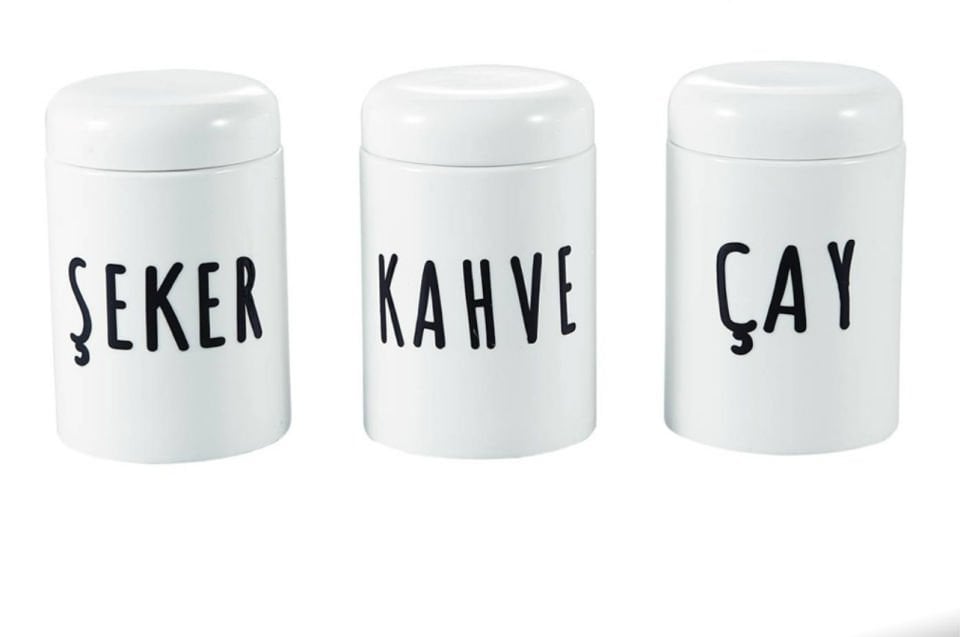 3lü Porselen Vakum Kapak Büyük Baharat Set