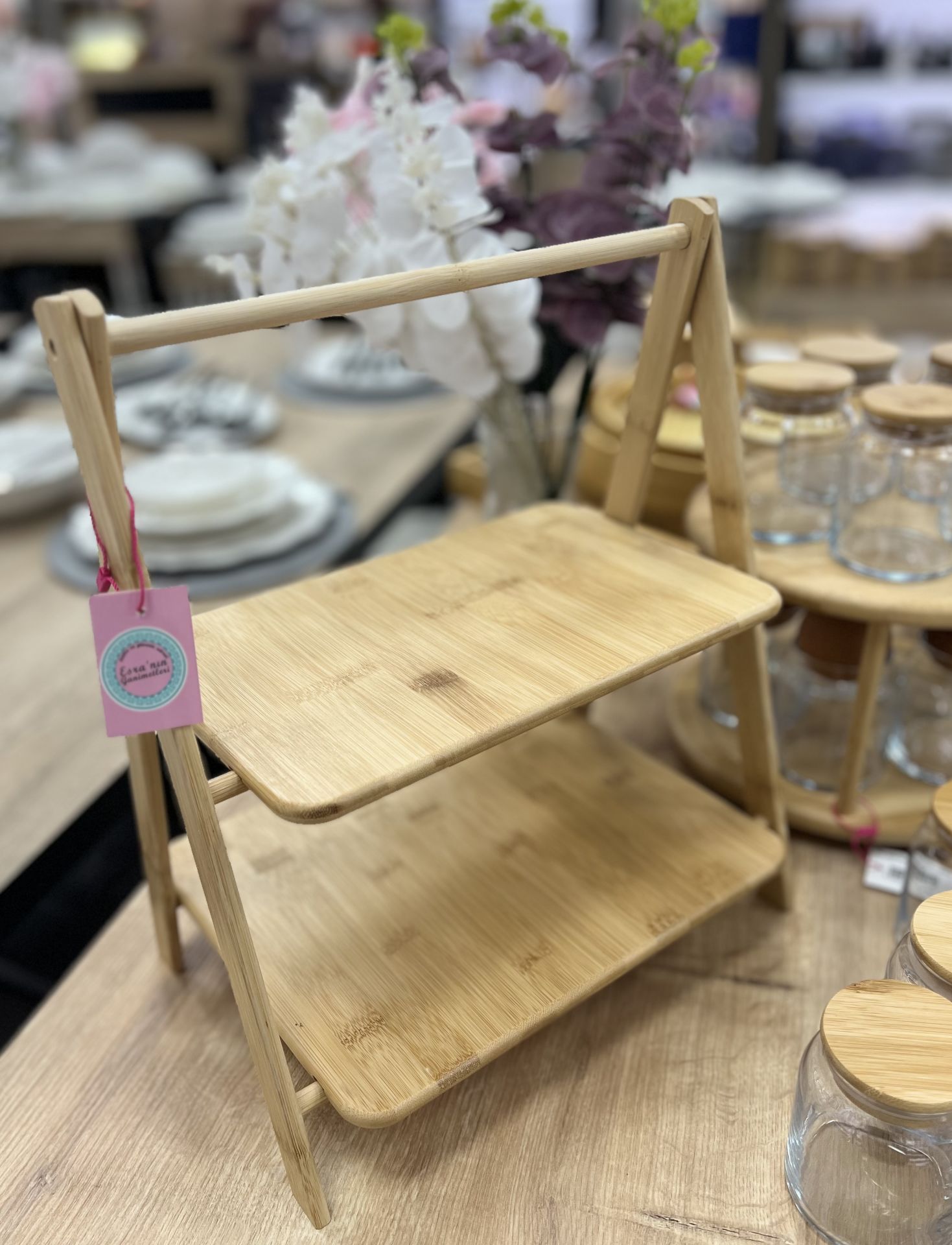 2 Katlı Bambu stand