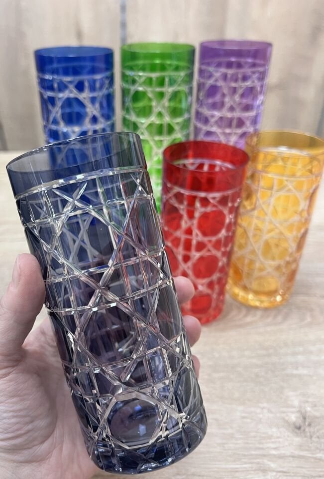 6lı RENKLİ KRİSTAL UZUN BARDAK