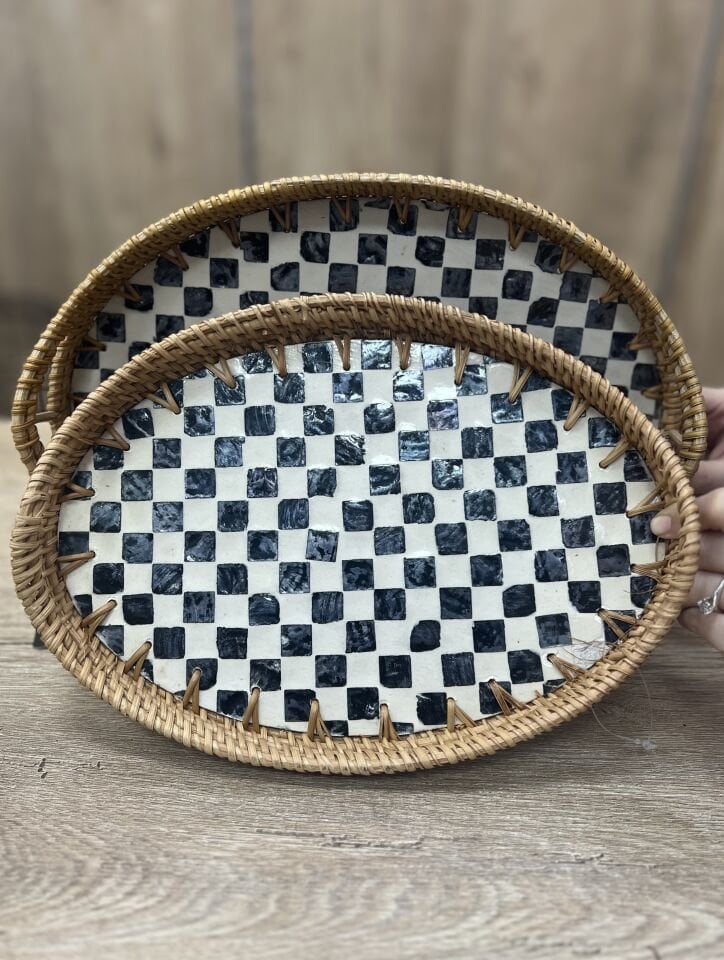 2Lİ DAMALI OVAL  SEDEF TEPSİ (1472)