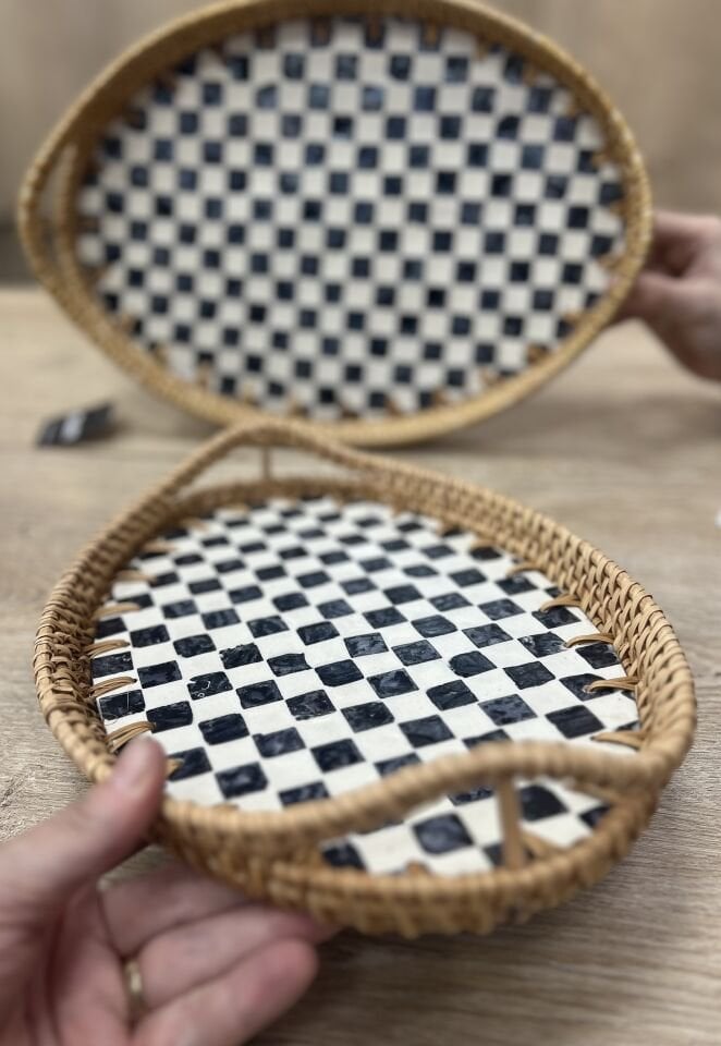 2Lİ DAMALI OVAL  SEDEF TEPSİ (1472)