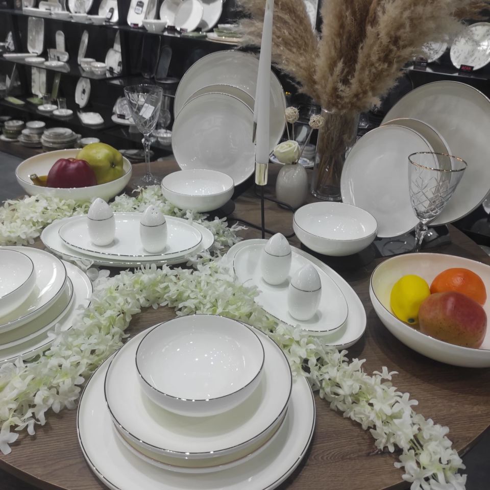 Acar 30 Parça Porselen Yemek Takımı 6 Kişilik Gold