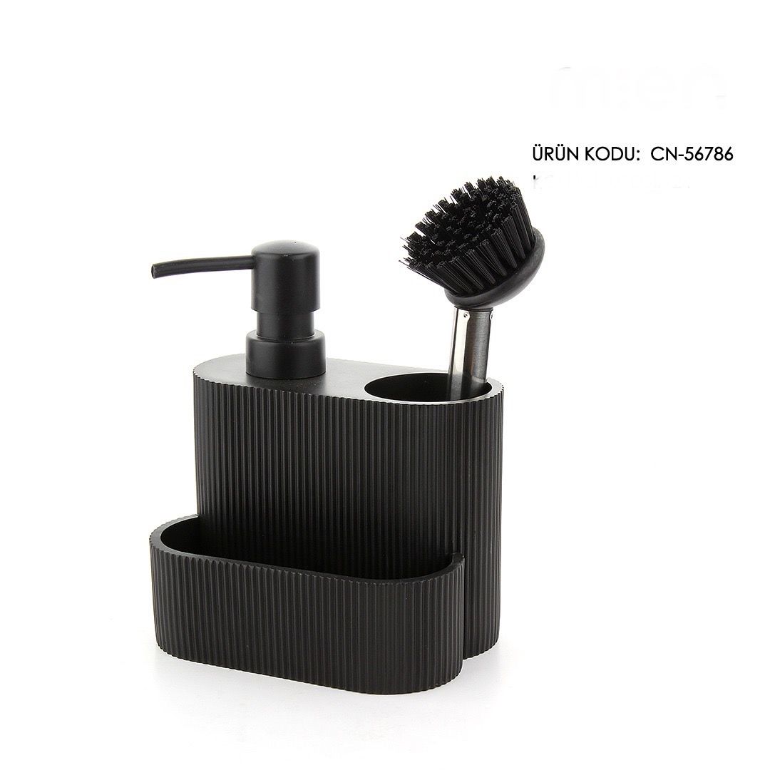 CN-56786 Siyah Fırçalı Sıvı Sabunluk