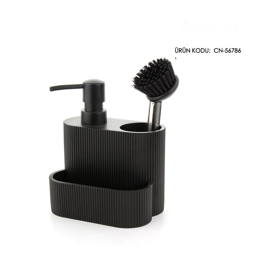 CN-56786 Siyah Fırçalı Sıvı Sabunluk