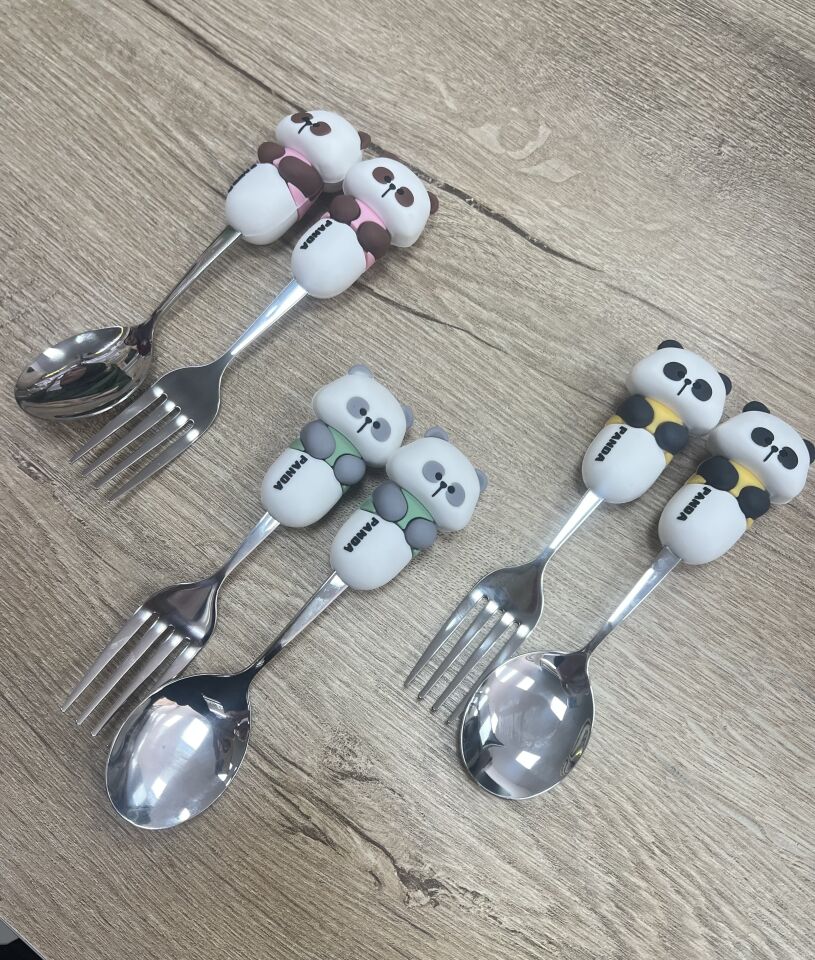 Panda Figürlü 2li kaşık çatal (304 çeliktir)