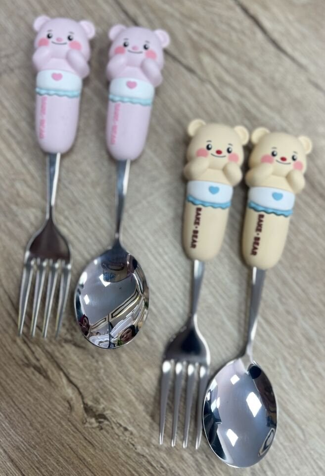 Ayıcık Figürlü 2li kaşık çatal (304 çeliktir)