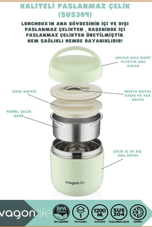 BL-10104- 2 BÖLMELİ TERMOSLU  YEMEK TAŞIMA KABI LUNCHBOX