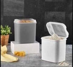 2 Adet VP-034 Masal Un ve Bakliyat Saklama Kabı 4.5 Litre - Gri