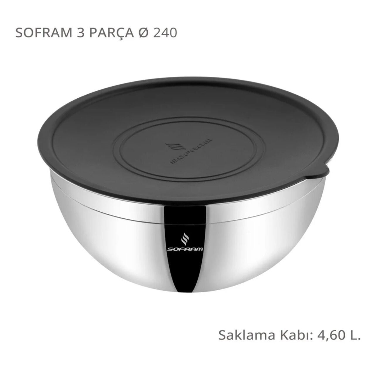 SOFRAM 24CM KAPAKLI ÇELİK SAKLAMA KABI