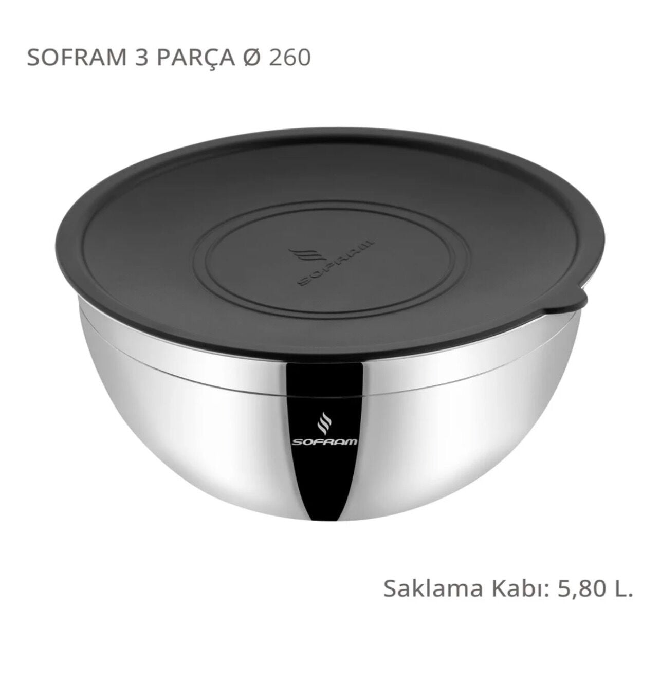SOFRAM 26CM KAPAKLI ÇELİK SAKLAMA KABI