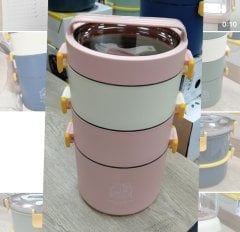Çok Katlı Çelik Hazneli Yemek Taşıma Kabı 1800 ml - XC 545