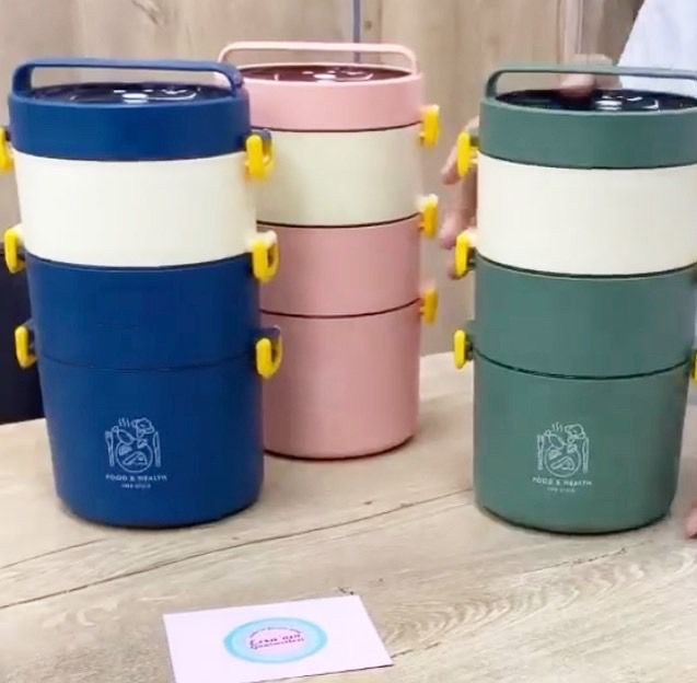 Çok Katlı Çelik Hazneli Yemek Taşıma Kabı 1800 ml - XC 545