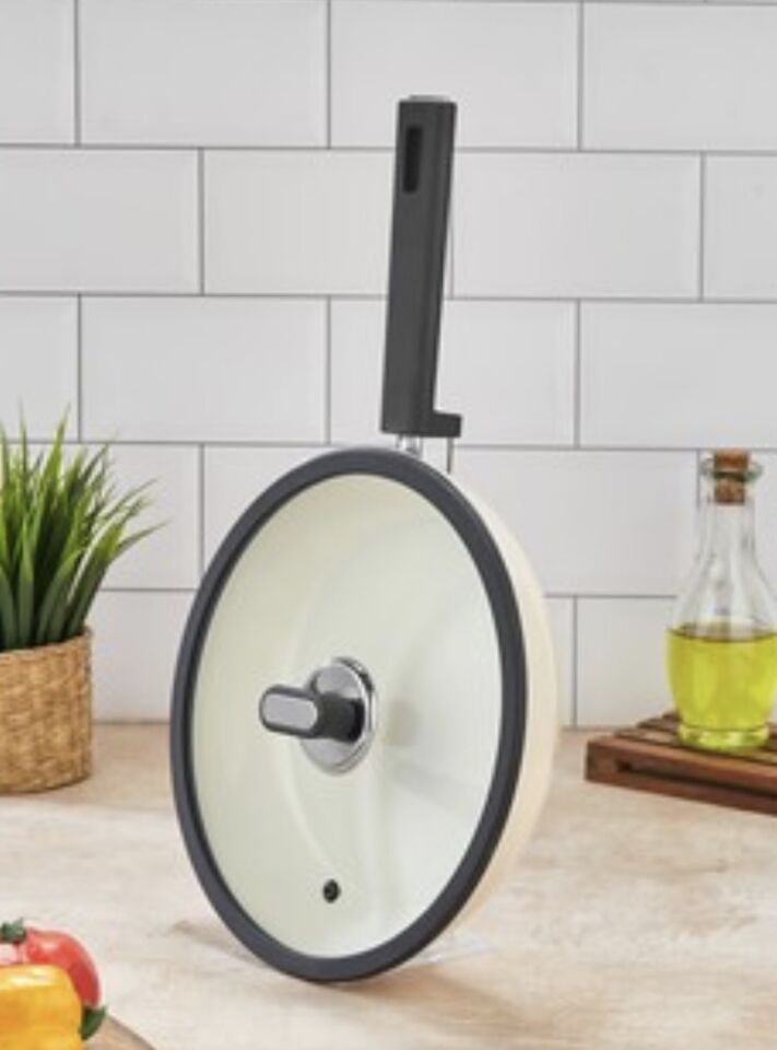 POLOCHEF SERAMİK KREM RENK KAPAKLI TAVA