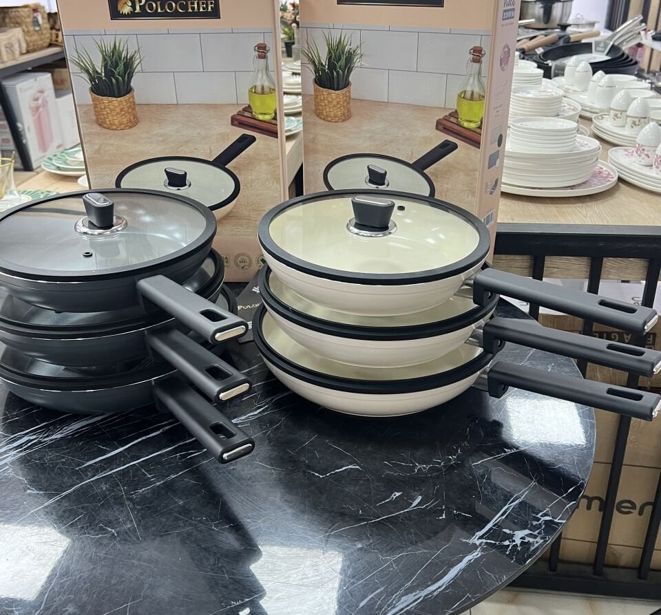 POLOCHEF SERAMİK KREM RENK KAPAKLI TAVA