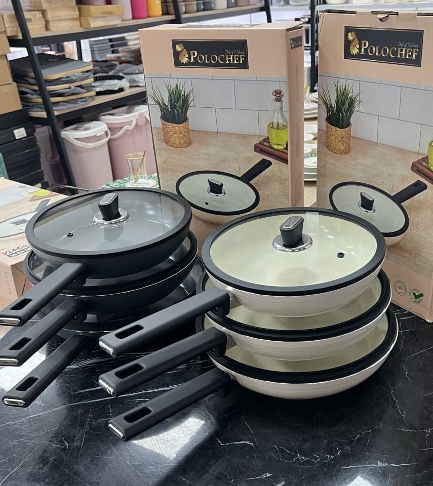 POLOCHEF SERAMİK KREM RENK KAPAKLI TAVA