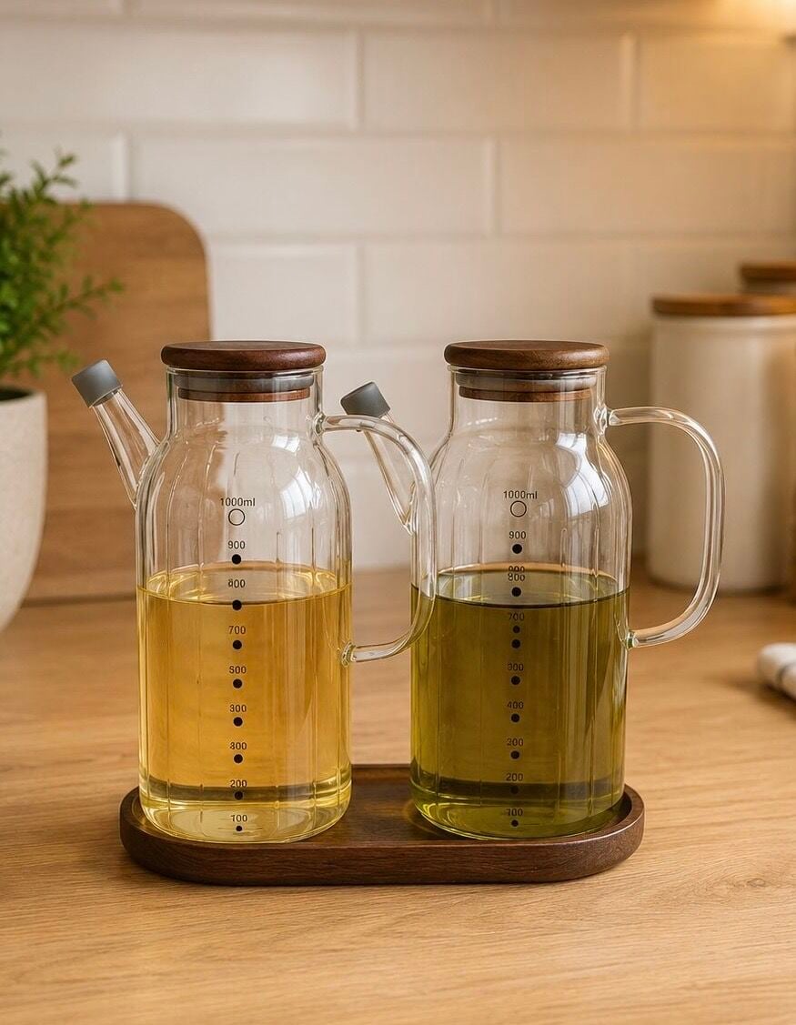AKASYA 2Lİ 1000ML YAĞDANLIK SET KALIN ÇİZGİ(GLA-021)