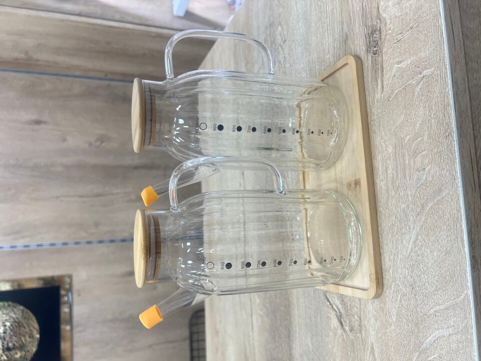 BAMBU 2Lİ 1000ML YAĞDANLIK SET KALIN ÇİZGİ