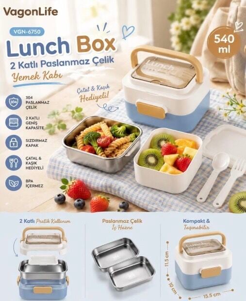 VGN-6750  540ML ÇELİK LUNCHBOX (mavi)