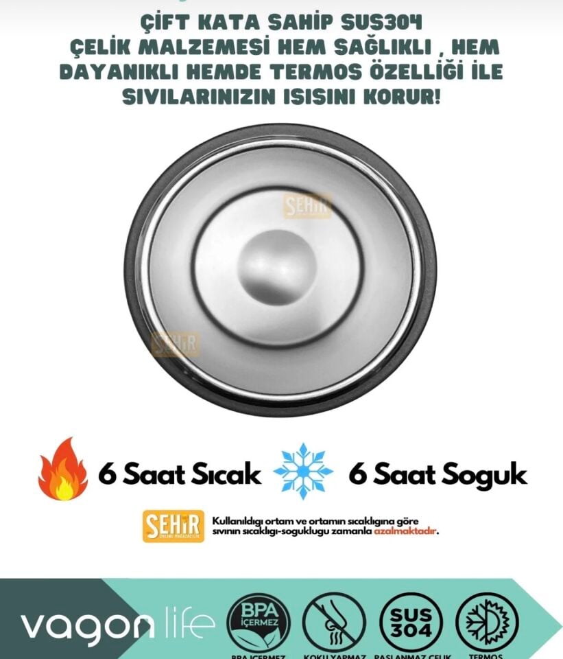 VGN-1105 ÇELİK TERMOS 550ML PİPETLİ KAYMAZ TABAN