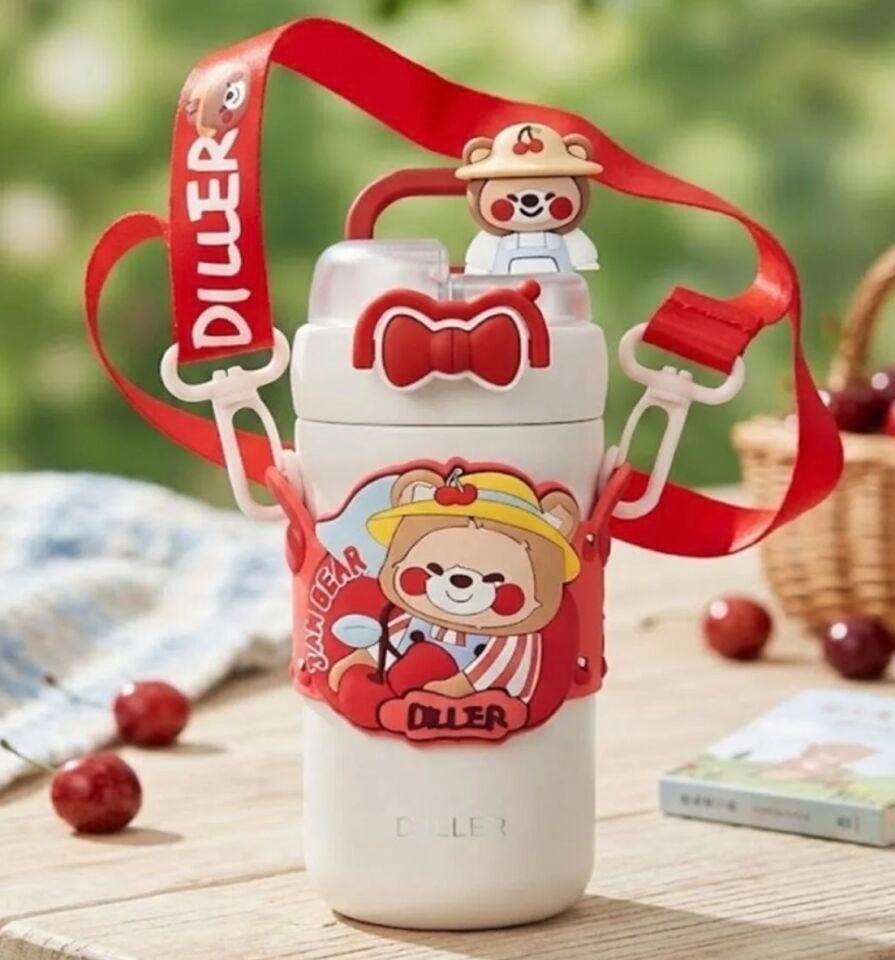 D9363 KIRMIZI AYILI 490 ML ÇİFT İÇİMLİ TERMOS