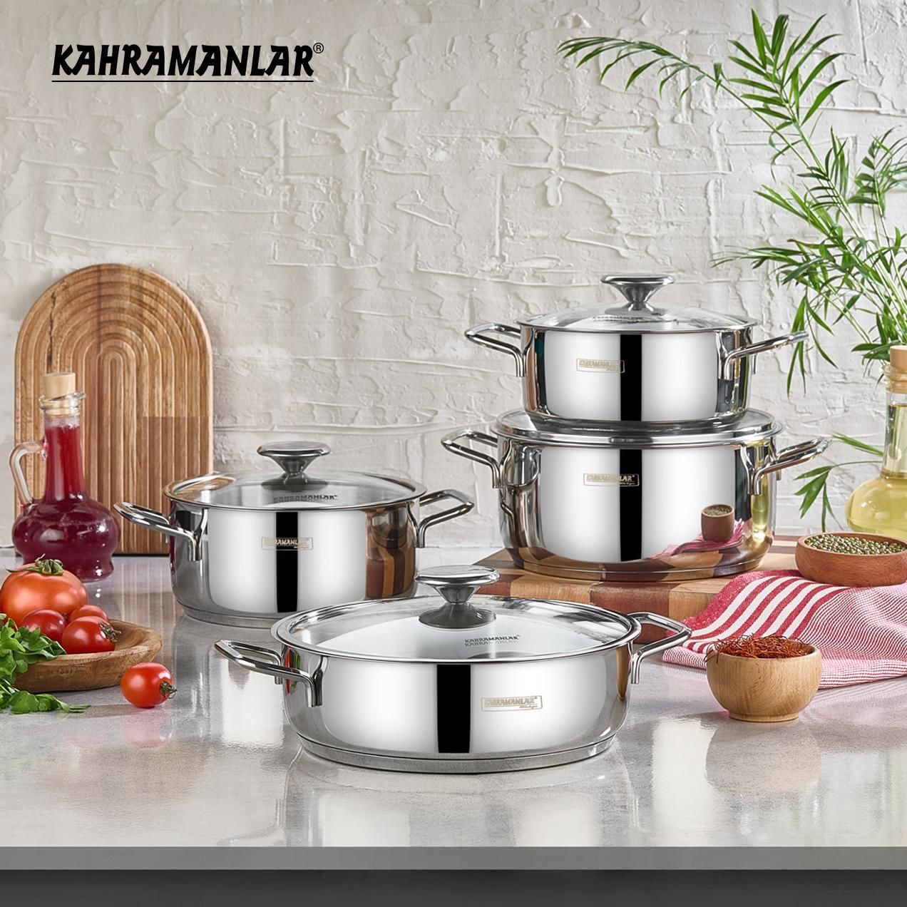 KHR- 8 PARÇA ÇELİK TENCERE SET