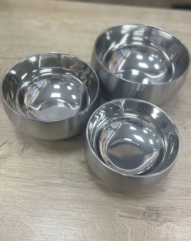 304 ÇELİK 3lü CİDARLI KASE SET (14/16/18cm)