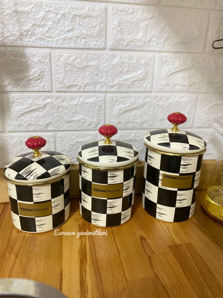 Acar 3lü Damalı Kavonoz Set