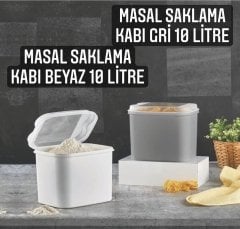 VP-034 Masal Un ve Bakliyat Saklama Kabı 10 Litre - Gri