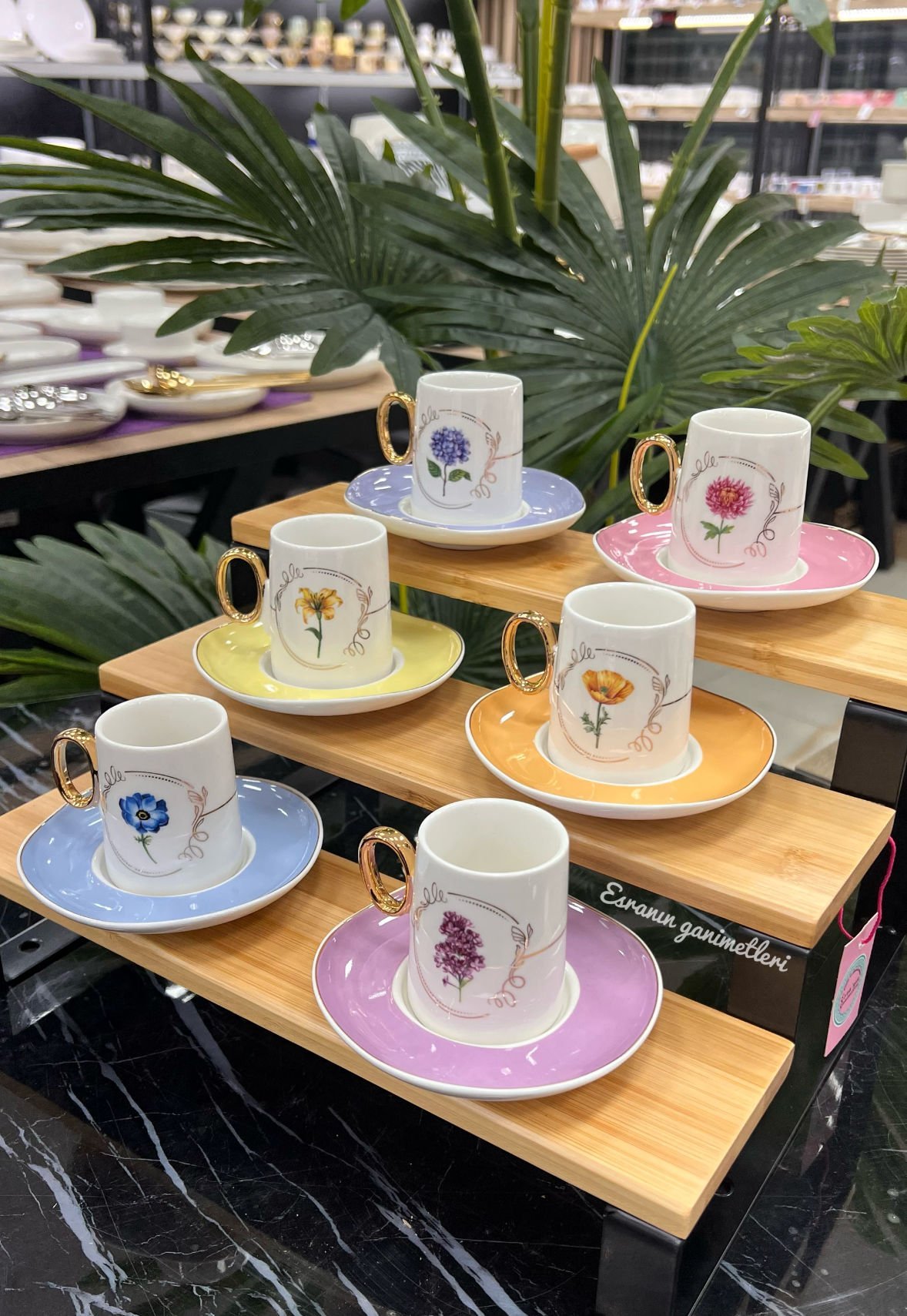 6 Kişilik Renkli Kahve Fincanı -Rachel