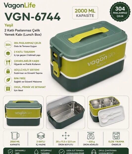 VGN-6744 2 KATLI ÇELİK LUNCBOX