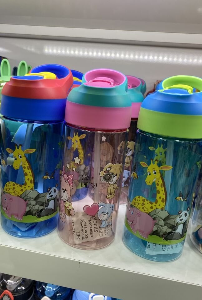 Vgn 0301- Renkli Pipetli Çocuk Matara 500ml Lacivert