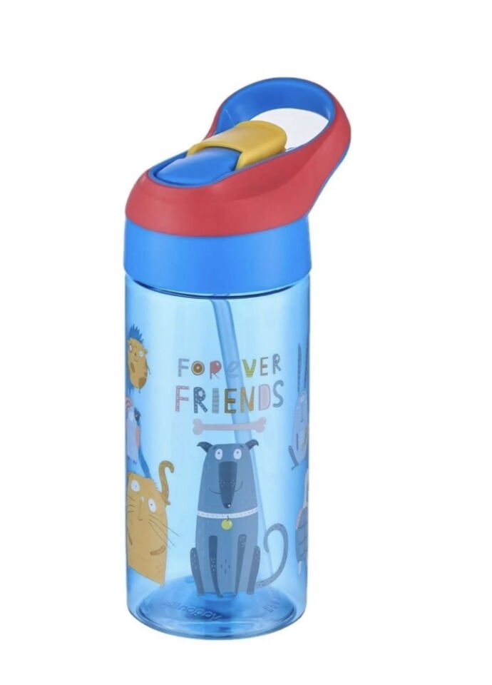 Vgn 0301- Renkli Pipetli Çocuk Matara 500ml Lacivert