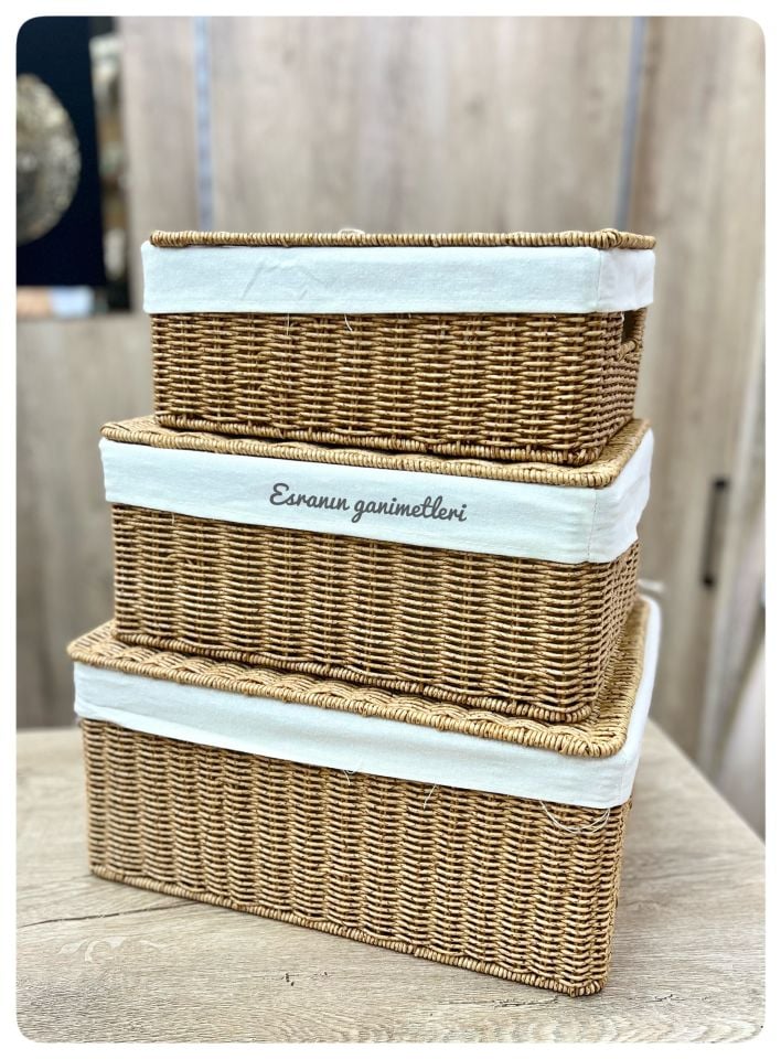 MIEN-1376 RATTAN 3LÜ KAPAKLI ORGANİZER