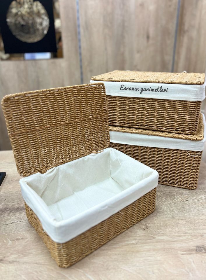 MIEN-1376 RATTAN 3LÜ KAPAKLI ORGANİZER