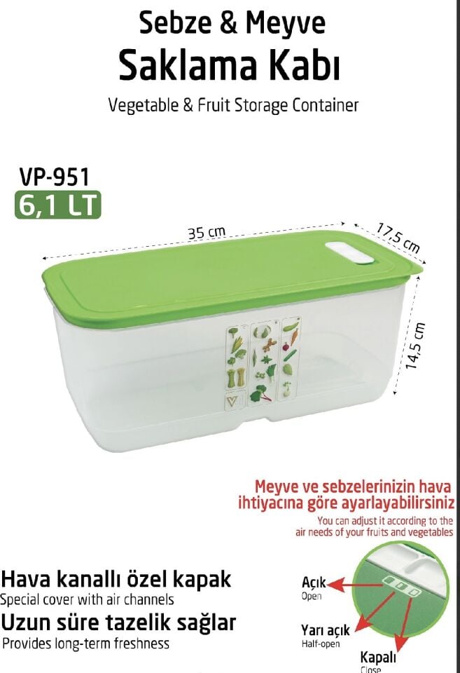 VP-951 YEŞİLLİK SAKLAMA KABI 6.1 Litre