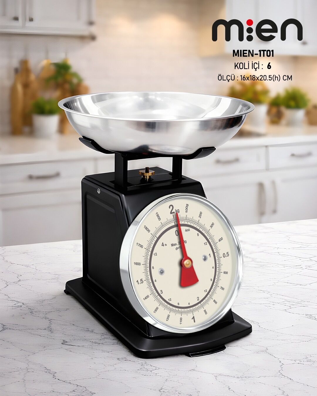MIEN-1T01 MUTFAK TERAZİSİ (GÜMÜŞ-SİYAH)