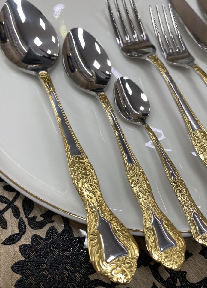 Avangart  24k Gerçek Altın Detaylı 42 Parça 6Kişilik  KÇB Takımı